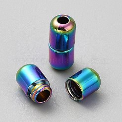 アルミ靴ひもバックルロック  カプセル靴ひもの先端  コラム  虹色  18.5x8mm  穴：3.5mm&nbsp;DIY-WH0888-154