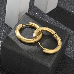 女性用フロスト304ステンレススチール製ハギーフープピアス  316ステンレススチールピン付き  イオンプレーティング（ip）  リング  ゴールドカラー  24x4mm&nbsp;EJEW-C096-32G-G