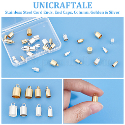 32Pcs 8 Styles 201 Stainless Steel Cord Ends&nbsp;STAS-UN0057-46