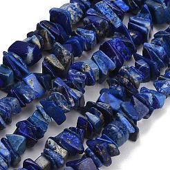 天然石ラピスラズリビーズ連売り  チップ  8~18.5x6.5~10x1.5~7mm  穴：0.7~1mm  約96~130個/連  15.94''（40.5センチメートル）&nbsp;GG-CBAC61B-C04-01
