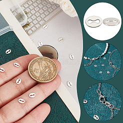 スターリングシルバーチェーンタブ20個、925個  チェーン延長コネクター  オーバル  プラチナ  5.5x4x0.5mm  穴：1mm&nbsp;STER-BC0002-87P