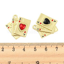 エナメルペンダントと合金  トランプチャーム  混合色ガラス付き  ゴールドカラー  24x25x4mm  穴：2mm&nbsp;FIND-G062-22G