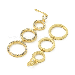 Ring Brass Clear Cubic Zirconia Dangle Stud Earrings&nbsp;EJEW-Q390-03G