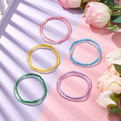 10個 5色ガラスシードビーズストレッチブレスレットセット  女性用スタッカブルブレスレット  ミックスカラー  内径：2-1/8~2-3/8インチ（5.5~6cm）  3mm  2個/カラー  10個/セット&nbsp;BJEW-JB10582