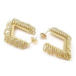 Brass Rhombus with Rings Stud Earrings&nbsp;EJEW-E600-02G