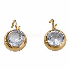 201 Stainless Steel Clear Cubic Zirconia Charms&nbsp;STAS-N087-47G