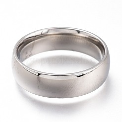 変色しにくい304ステンレススチールの指輪  プレーンバンドリング  ステンレス鋼色  USサイズ7  内径：17mm&nbsp;RJEW-F110-13P-7