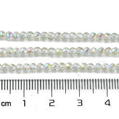 電気メッキガラスビーズ連売り  多面カット  フルメッキ  ラウンド  透明  3mm  穴：0.8mm  約143個/連  14.57''（37センチメートル）&nbsp;EGLA-P055-01B-FR01