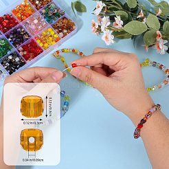 模造人工クリスタルガラスビーズ 2 袋  多面カットキューブ  混合スタイル  ミックスカラー  3x3x3mm  穴：0.9mm  約100個/袋&nbsp;GLAA-SZ0001-95A-10