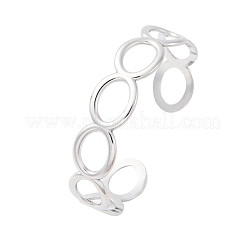 女性用304ステンレススチールカフバングル  オーバル  ステンレス鋼色  5/8インチ（1.5cm）  内径：2インチ（5cm）&nbsp;BJEW-D306-02P