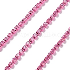 鉄ラインストーンガラスカップチェーン  スプールで  ローズ  2x2~2.5x2mm  約16.40フィート（5m）/ロール&nbsp;CH-U001-01E