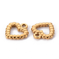 304ステンレススチールチャーム  中空  ハート  ゴールドカラー  15x13.5x2mm  穴：1.8mm&nbsp;STAS-T052-25G