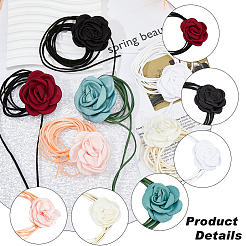 6Pcs 6 Colors Velvet Flower Collar Choker Necklaces Set&nbsp;NJEW-FI0001-09