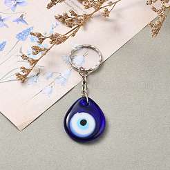 Teardrop Evil Eye Lampwork Keychain&nbsp;KEYC-JKC00228-02