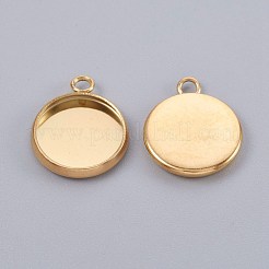 DIYのペンダント作り  304ステンレススチールペンダントカボションセッティングとガラスカボション  半円  透明  ゴールドカラー  9.5~10x3.5mm&nbsp;DIY-X0098-09G