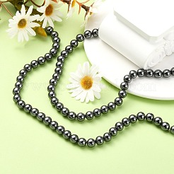 非磁性合成ヘマタイトビーズ連売り  ラウンド  8mm  穴：1mm  約50~52個/連  16インチ&nbsp;G-H1624-8mm-2