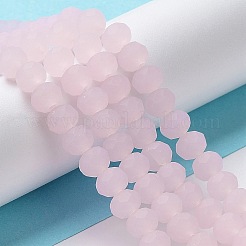 模造翡翠ソリッドカラーガラスビーズ連売り  多面カット  艶消し  ロンデル  ピンク  3.5~3.8mm  穴：0.8~1mm  約105~110個/連  29~31cm&nbsp;EGLA-A034-J3mm-MD02