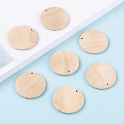 ウッドペンダント  フラットラウンド  パパイヤホイップ  28~29.5x5mm  穴：1.5mm&nbsp;WOOD-S661-01