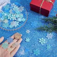 クリスマス用半透明樹脂カボション80個、8スタイル  グリッターパウダー付き  スノーフレーク  ミックスカラー  16~28.5x16~26.5x4~5mm&nbsp;RESI-SC0003-40