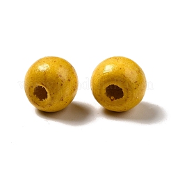 天然木のビーズ  ロンデル  無鉛の  染め  きいろ  8mm  穴：3mm&nbsp;X-YTB022-5