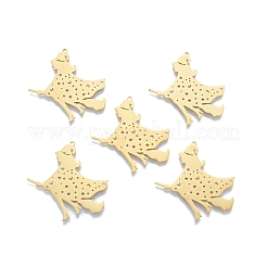 ステンレスペンダント201個  魔女  18KGP本金メッキ  38x36x1mm  穴：1.4mm&nbsp;STAS-N090-LA902-2
