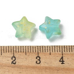 つや消しアクリルチャーム  金箔  スター  グラデーションカラー  緑黄  9x10x5mm  穴：1.6mm  約：2381個/ 500 G&nbsp;OACR-M023-04C