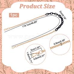 アクリル＆アイロンチェーンバッグストラップ  合金回転式ナスカン付き  ゴールドカラー  119.1cm&nbsp;FIND-WH0111-378G
