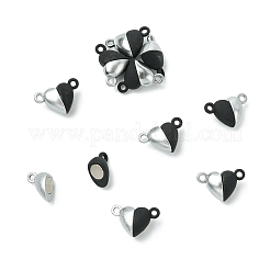 合金製ハート型マグネット留め具10セット  カン付き  ブラック  15x9.5x6mm  穴：1.5mm&nbsp;FIND-FS0003-25