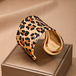 Leopard Print Pattern Alloy Cuff Bangles & Cuff Rings Sets&nbsp;WGB08C8-02