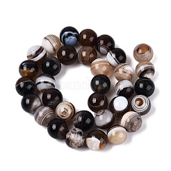 天然石縞瑪瑙/バンデットアゲートビーズ  染め＆加熱  ラウンド  11.5~12.5mm  穴：0.8~1.2mm  約33個/連  15.16~15.35インチ（38.5~39cm）&nbsp;G-Q606-42B-C01