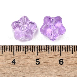 透明ガラスビーズ  スター  焼き付け塗料  紫色のメディア  10.5x11x5mm  穴：1mm&nbsp;DGLA-E004-12M