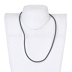 レザー編組コードラップブレスレット/ネックレス  3つのループ  304ステンレススチール製マグネット式ネジ留め具付き  コラム  ブラック  22.8インチ〜23インチ（58~58.5cm）  3mm&nbsp;BJEW-JB03919-01