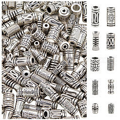 チベットスタイルの合金ビーズ2セット  コラム  アンティークシルバー  5~10x3~5mm  穴：1~3mm  約100個/セット&nbsp;FIND-SC0019-62