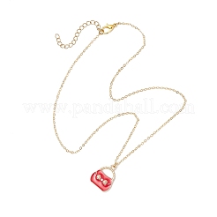 Alloy Enamel Handbag Pendant Brass Cable Chain Necklaces for Women&nbsp;NJEW-JN05273
