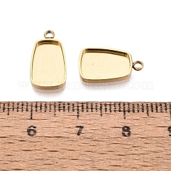 304ステンレススチールペンダントカボション部品  台形  イオンプレーティング（ip）  18KGP本金メッキ  トレイ：10.5x7mm  14x8x1.8mm  穴：1.5mm&nbsp;STAS-Q113-20G