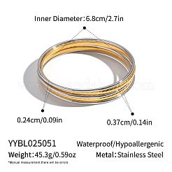 ヴィンテージスタイルの304ステンレススチール製バングル5個、女性用  本金メッキ&ステンレススチールカラー  内径：2-3/8インチ（6cm）&nbsp;TU6606-3