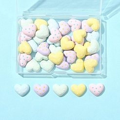 40 個のプラスチックカボション  スポットチャーム  ミックスカラー  ハート  16.5x19x6.5mm&nbsp;FIND-FS0004-35A