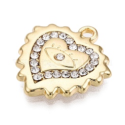 合金ラインストーンペンダント  ナザールボンジュウのハートチャーム  ライトゴールド  19.5x18x3mm  穴：1.6mm&nbsp;ALRI-N058-16KCG