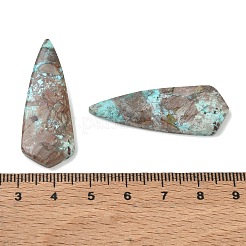天然クリソコラカボション  フラットバック  浮遊薄膜ディスプレイケース付き  ティアドロップ  40x15x4mm&nbsp;GG-CBA78D8-01B