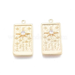 Brass Micro Pave Clear Cubic Zirconia Pendants&nbsp;KK-G432-18G