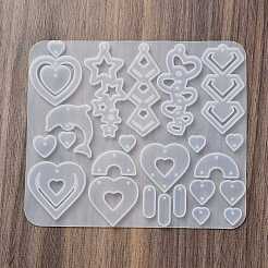 イヤリングペンダント DIY シリコン型  レジン型  UVレジン用  エポキシ樹脂工芸品作り  ハート  120x132x4mm  内径：7.5~31x6~33mm  穴：1.5mm&nbsp;X1-DIY-Q033-07C