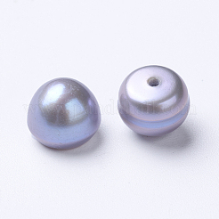 天然な培養された淡水パールビーズ  片穴  ラウンド  スレートブルー  7~8x6.5~7mm  穴：1mm&nbsp;PEAR-I004A-01A