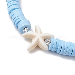 Flat Round Handmade Polymer Clay Heishi Beaded Stretch Bracelets&nbsp;BJEW-JB11802-02