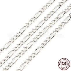 変色防止ロジウムメッキ 925スターリングシルバーフィガロチェーン  ハンダ付け  プラチナ  リンク：5.5x2x0.5mmと2.5x2x0.5mm&nbsp;STER-F052-03P