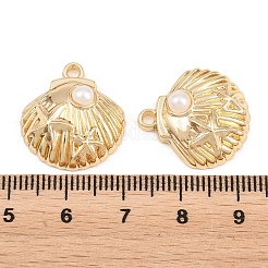 Rack Plating Alloy and ABS Imitation Pearl Pendants&nbsp;PALLOY-T096-03G