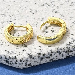 真鍮クリアキュービックジルコニアフープピアス  18KGP本金メッキ  15x4mm&nbsp;LS-EJEW-M047-20G