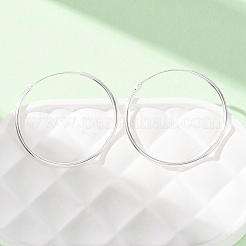 925スターリングシルバーハギーフープピアス  リング  銀  25x1.2mm  ピン：0.6mm&nbsp;EJEW-C179-05C-S