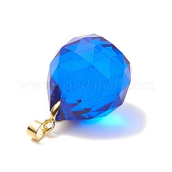 Faceted Transparent K9 Glass with Brass Pendants&nbsp;PALLOY-JF02041