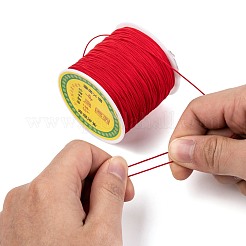 ナイロン編みコード  ビーズ細工、ジュエリー製作、マクラメ工芸用の中国結び紐  レッド  0.8mm  約98.42ヤード（90m）/ロール&nbsp;NWIR-S005-0.8mm-06