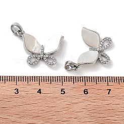 Brass Micro Pave Clear Cubic Zirconia Pendants&nbsp;KK-B102-18P